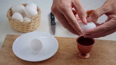 Copper eggs cup Stock Footage