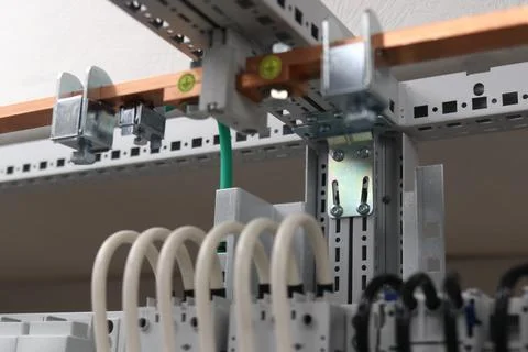 Copper electric busbars. Stock Photos