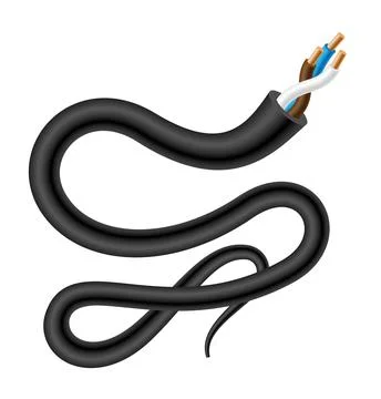 Copper electric cable, wire power. Electrician data curve twist cord, flexi.. Stock Illustration