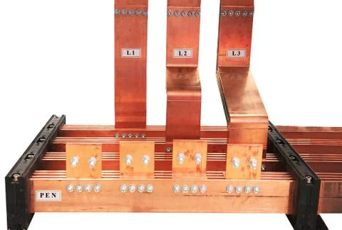 Copper electrical bus Foto stock