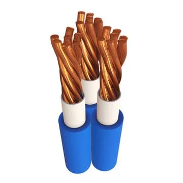 Copper electrical cable 3d Stock Illustration
