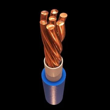 Copper electrical cable 3d Stock Illustration
