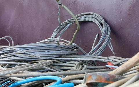Copper electrical cable remnants discarded for the purpose of extracting an.. Фото
