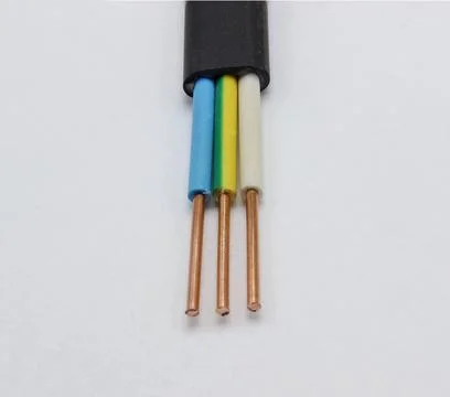 Copper electrical cable three cores of different colors Stock Photos