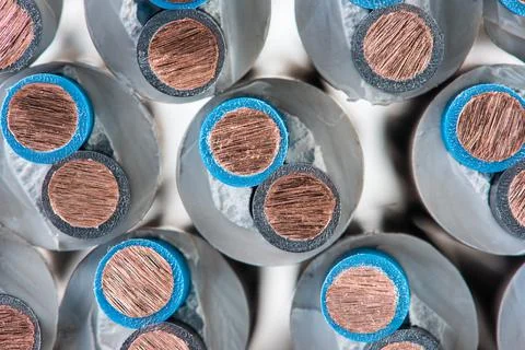 Copper electrical cables cross section Foto stock