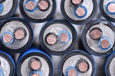 Copper electrical power cable Stock Photos