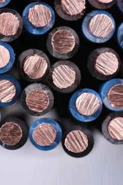 Copper electrical power cable Stock Photos