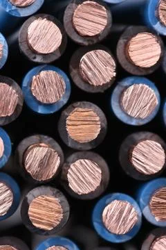 Copper electrical power cable Stock Photos
