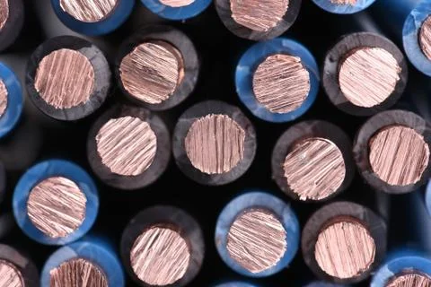 Copper electrical power cable Foto stock