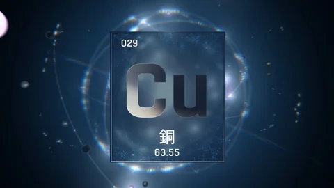 Copper as Element 29 of the Periodic Table 3D animation on blue background 스톡 동영상 126459206