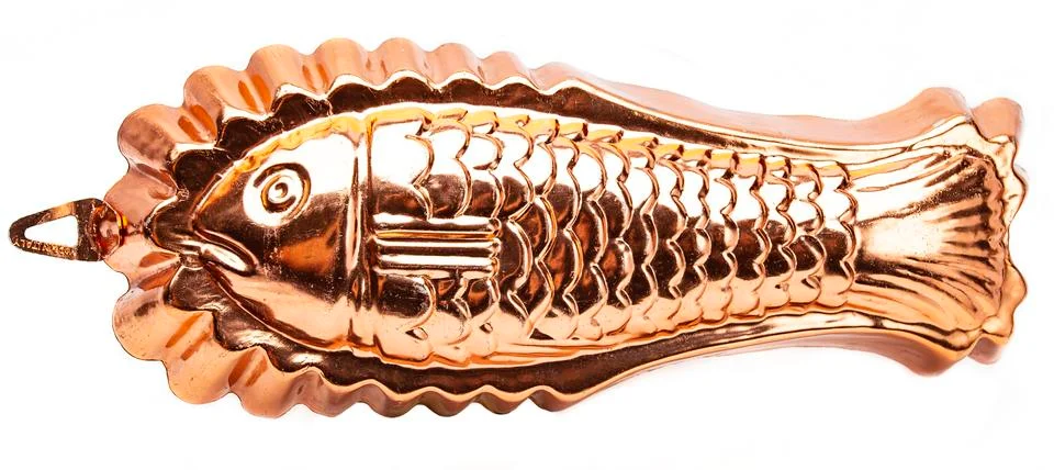 Copper fish mold Stockfoto's