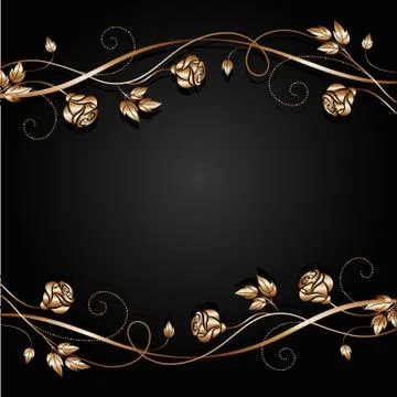 Copper flowers with shadow on dark background. Stock Illustration