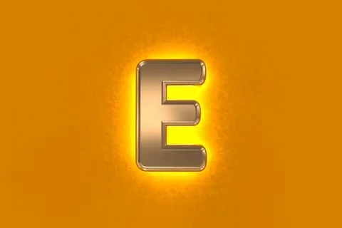 Copper font - letter E isolated on orange Stock Illustration