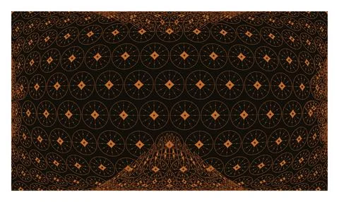 Copper geometric circular web pattern with distorted perspective on dark ba.. Illustrazione stock