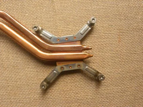 Copper heat pipes of computer processor cooling system 写真素材