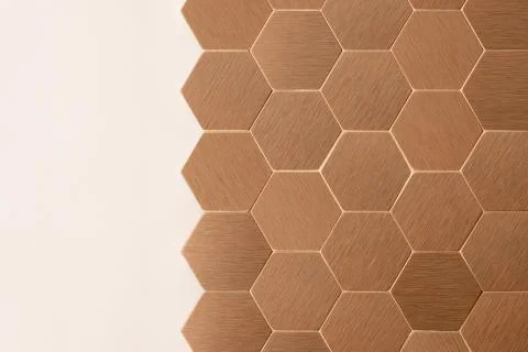 Copper, hexagonal wall tiles Foto stock