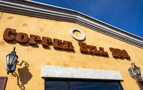 Copper Hill BBQ close up angle view Stock Photos