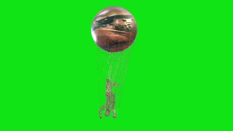 Copper hip hop dancer wired to a moving sphere, Green Screen Chromakey Video stock 156630669