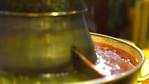Copper Hot Pot - Mutton Hot Pot - Delicious Stock Footage 333444661