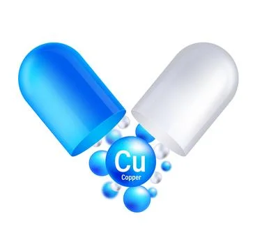 Copper icon structure chemical element round shape circle light blue. Chemical イラスト素材