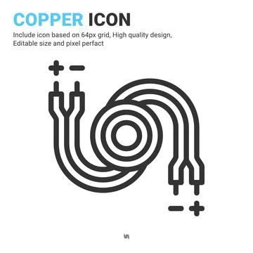 Copper icon vector with outline style isolated on white background 스톡 일러스트