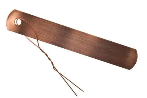 Copper identification tags isolated Stock Photos