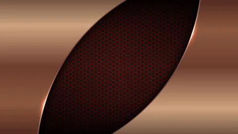 Copper Metallic Background with Dark Red Honeycomb Mesh and Elegant Futuris.. Stock Illustration