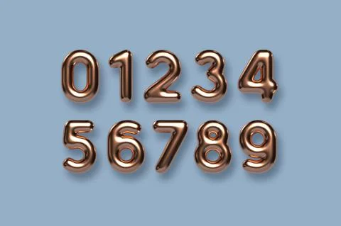 Copper metallic numbers vector set. Stock-Illustration