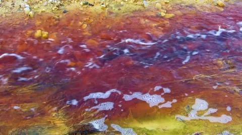 Copper mining residuals in a lake. Ecological catastrophe in Geamana, Romania Stock Footage 33300293