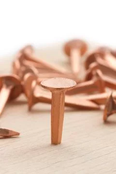 Copper nails Stock Photos