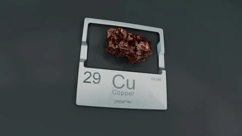 Copper Nugget on Periodic Table Plate Stock Footage 310502098
