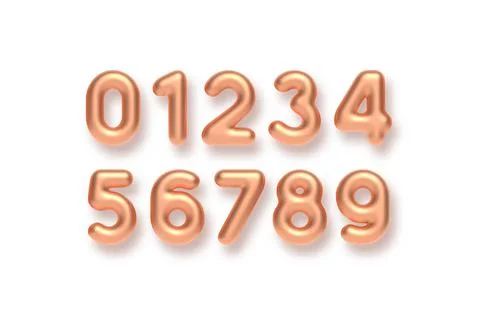Copper numbers vector set. Stock Illustration