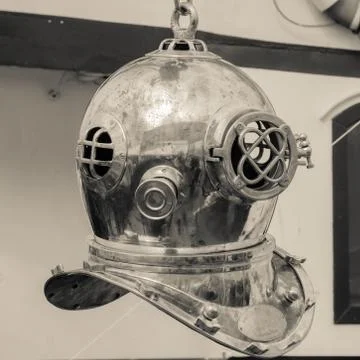 Copper old diving helmet Stock Photos