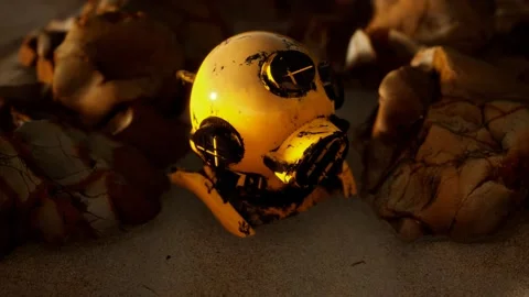 Copper old vintage deep sea diving helmet Stock Footage 129881998