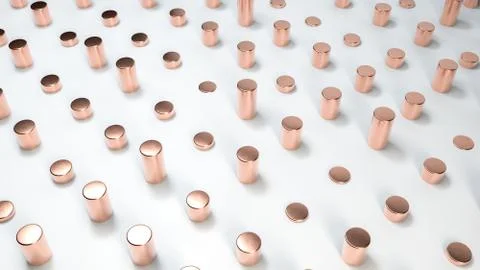 Copper or golden geometric elements on white background. Abstract 3d イラスト素材