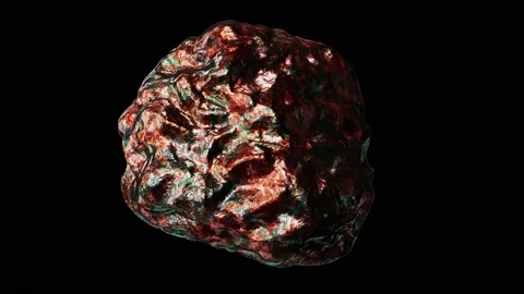 Copper ore nugget demonstration looping 3D animation with alpha Stock Footage 202170209