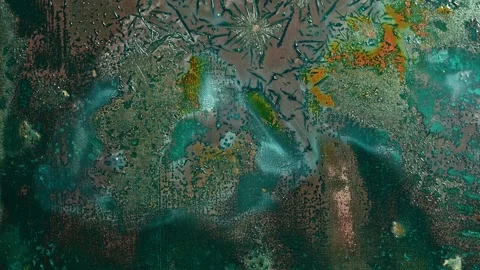 Copper Oxidation Timelapse with Natural Green Patina Formation in Macro 4K Stock Footage 340466651