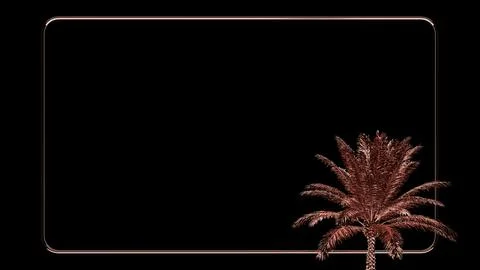 Copper palm tree with frame on black Stock Illustration