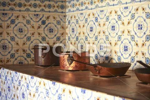 Copper pans Stock Photos