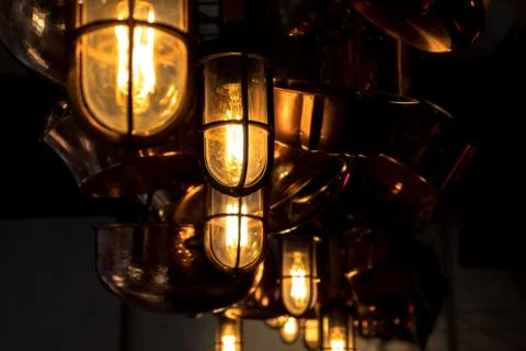 Copper pans Foto stock