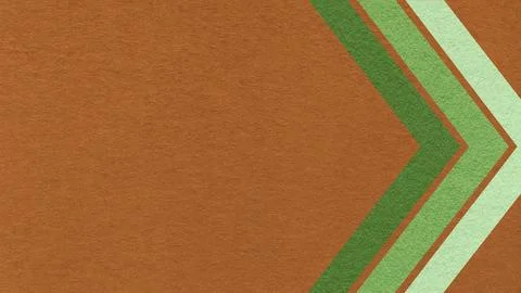 Copper paper texture background with green, olive chevron corner stripes and  Stock Illustration