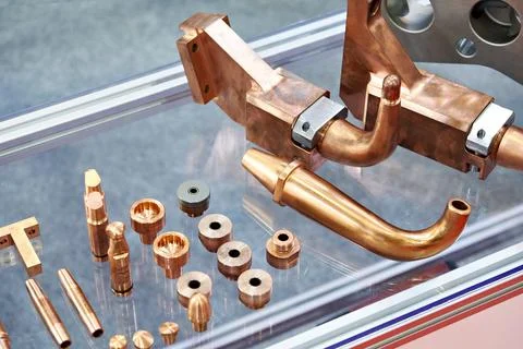 Copper parts for machine tools Stock Photos