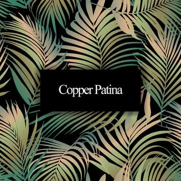 Copper patina  palm leaf vector seamless pattern Stock Illustration