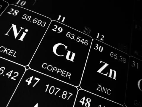 Copper on the periodic table of the elements Stock Photos