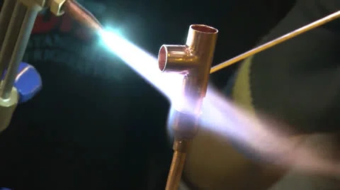 Copper pipe brazing NTSC Stock Footage 22633116