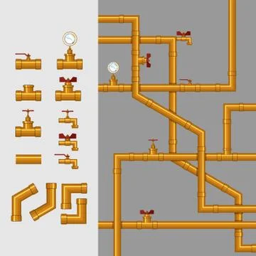 Copper pipe set Stock Illustration