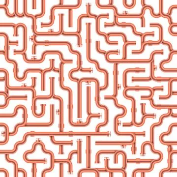 Copper pipe system realistic seamless pattern. EPS 10 Stock Illustration