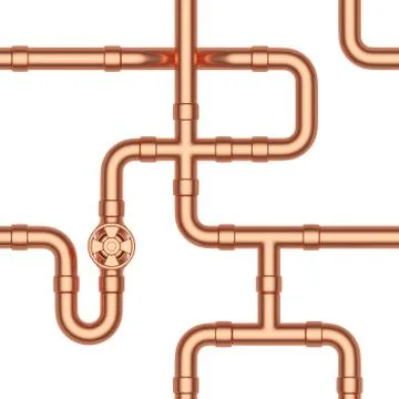 Copper pipes construction seamless background Stock Illustration