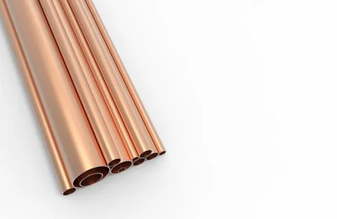 Copper pipes pattern background. 3D rendering. Stock Illustration