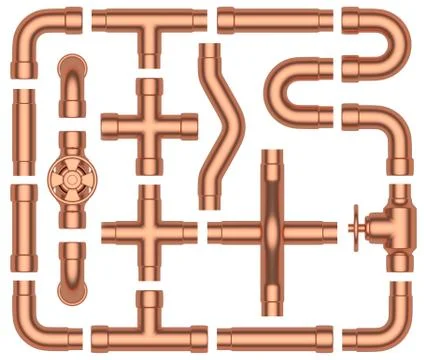 Copper pipes set Stock Illustration